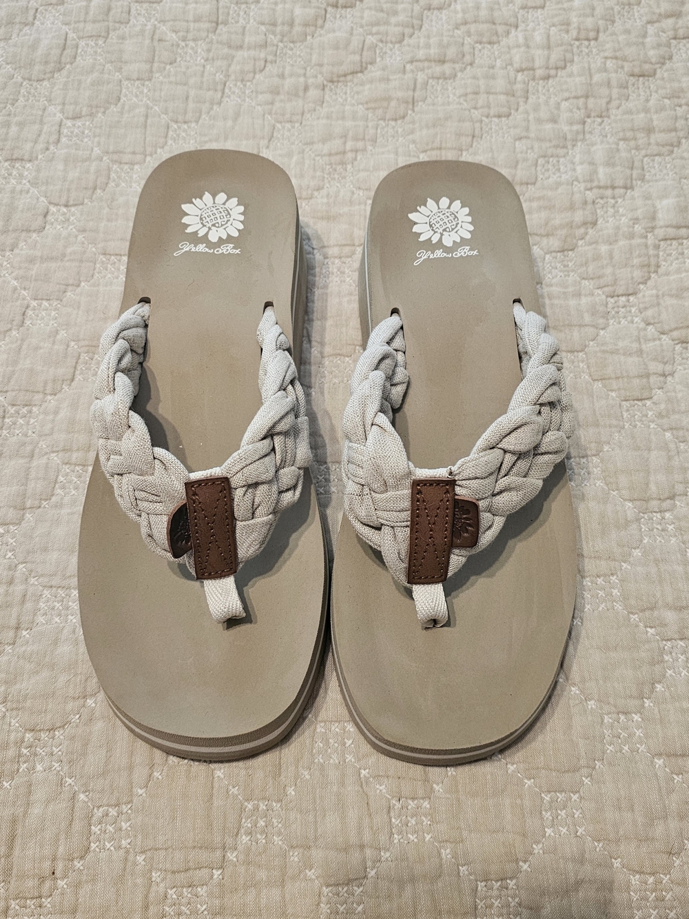 Yellow Box Women's Braided Flip Flop - Light Beige